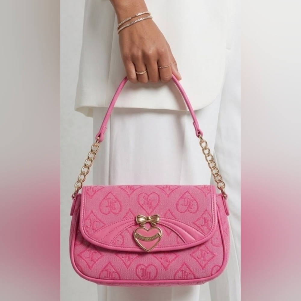 Wedding Guest Handbag Retro Juicy Couture Pink Flap Shoulder Bag